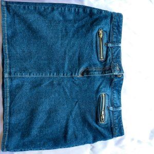 Ann Taylor Blue Denim Shift Skirt Stretch Size 8
